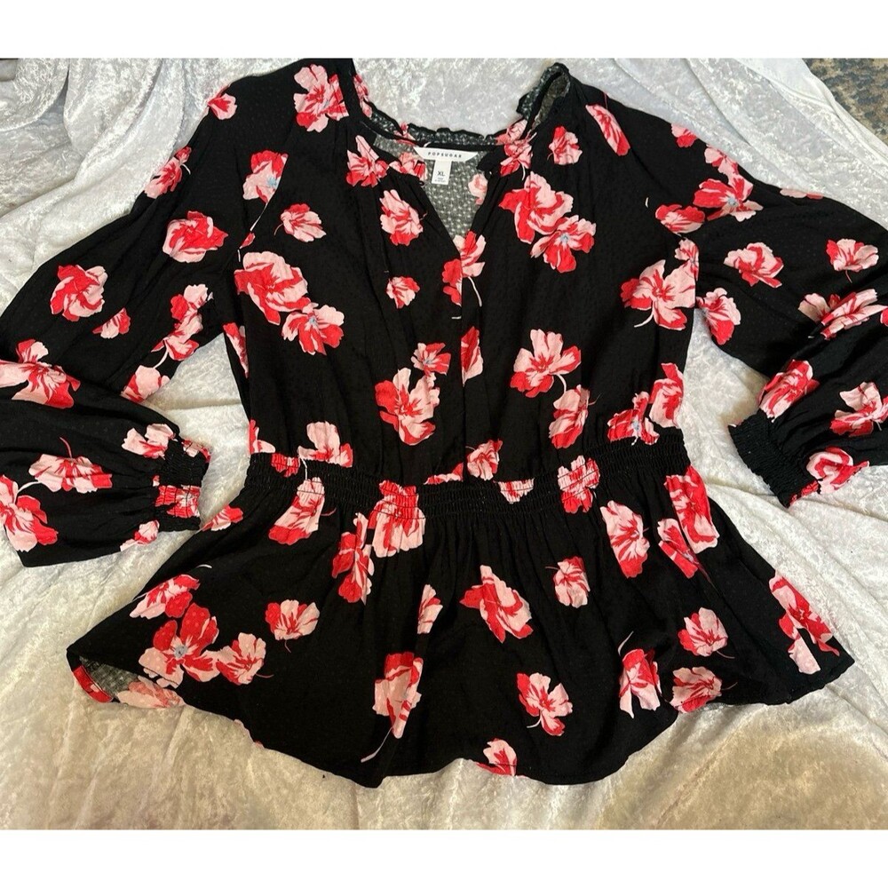 Popsugar floral shirt XL